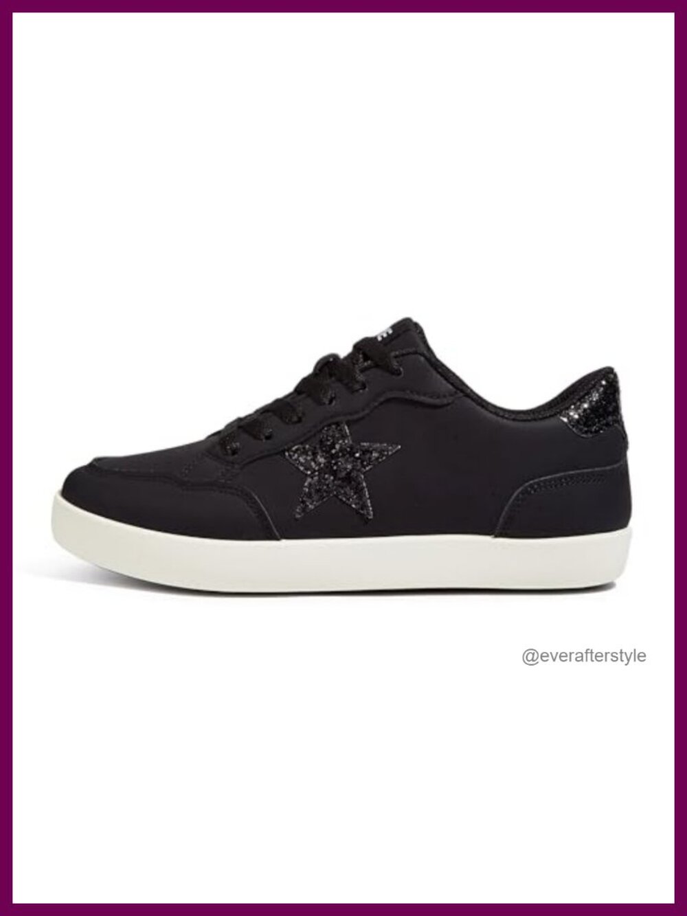 Women's Low Top Sneakers with Star Sequins Platform Chunky PU Athletic